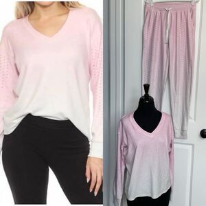 PJ Salvage Gradient Goodness Long Sleeve Jogger Set Pastel Pink Lounge Cozy Soft